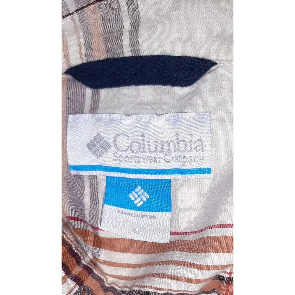 Columbia Men's Plaid Long Sleeve Light Weight Cotton Shirt Large